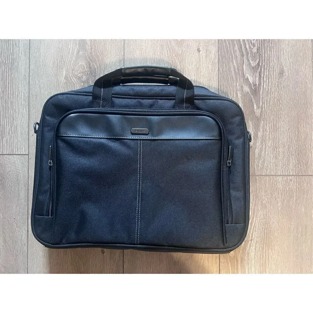 Targus Classic Slim Ergonomic Briefcase Laptop Black Messenger Bag 16 Adjustable